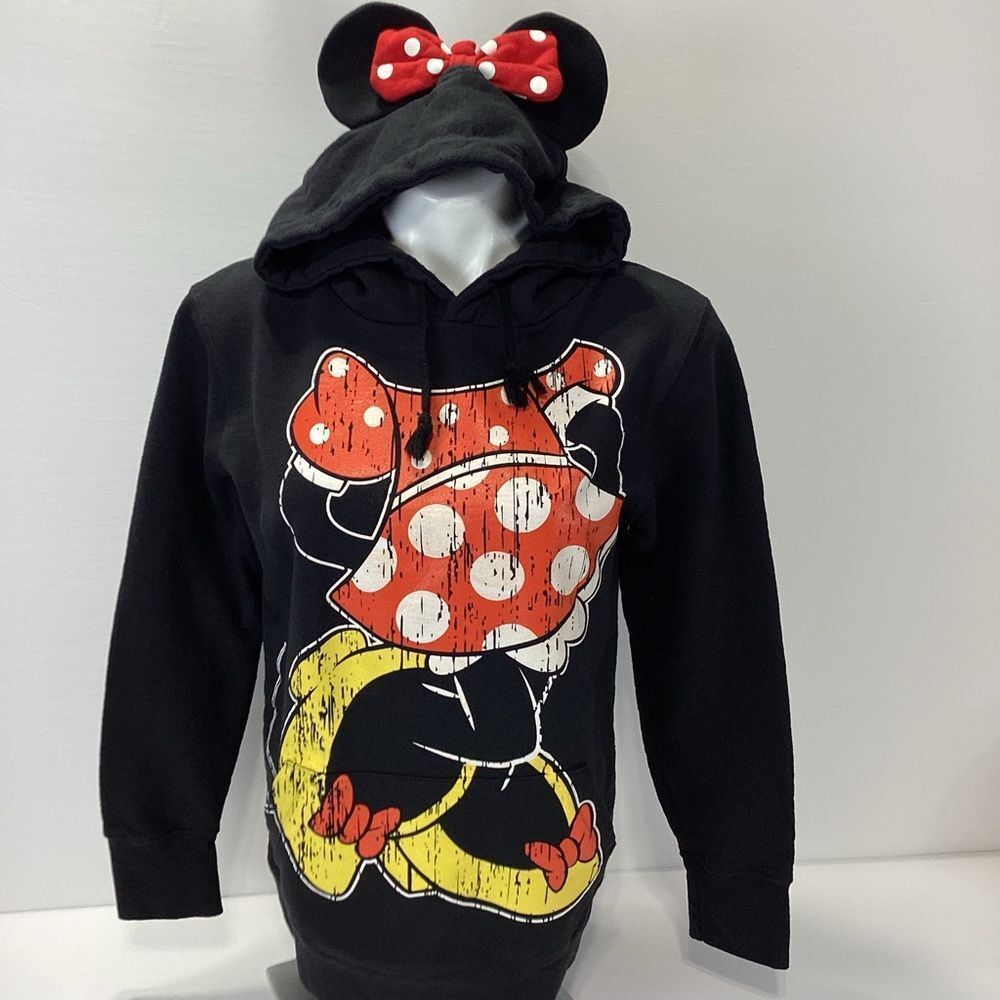 Disney Minnie Mouse Hoodie with Ears and Red Bow M
